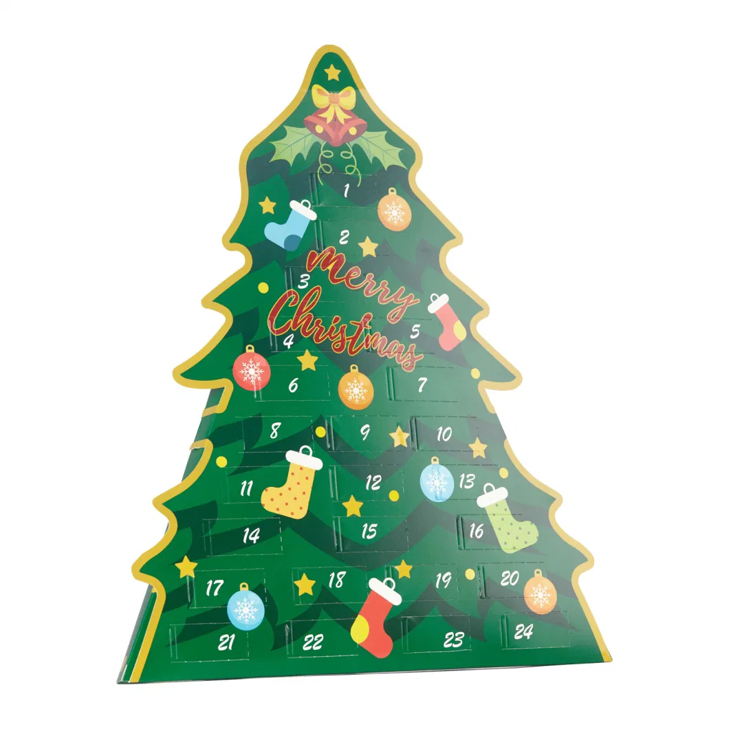 Irregular Christmas Tree Shaped Paper Packaging Food Packaging Blind Gift Packaging Advent Calendar Candy Jewelry Cosmetic Toy Gift Box for Holidays