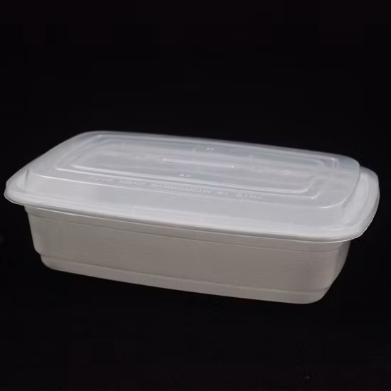 カスタマイズ可能な使い捨てプラスチック食器 221 ミリメートル長さ PP プラスチック白箱持ち帰り用の透明な蓋付き